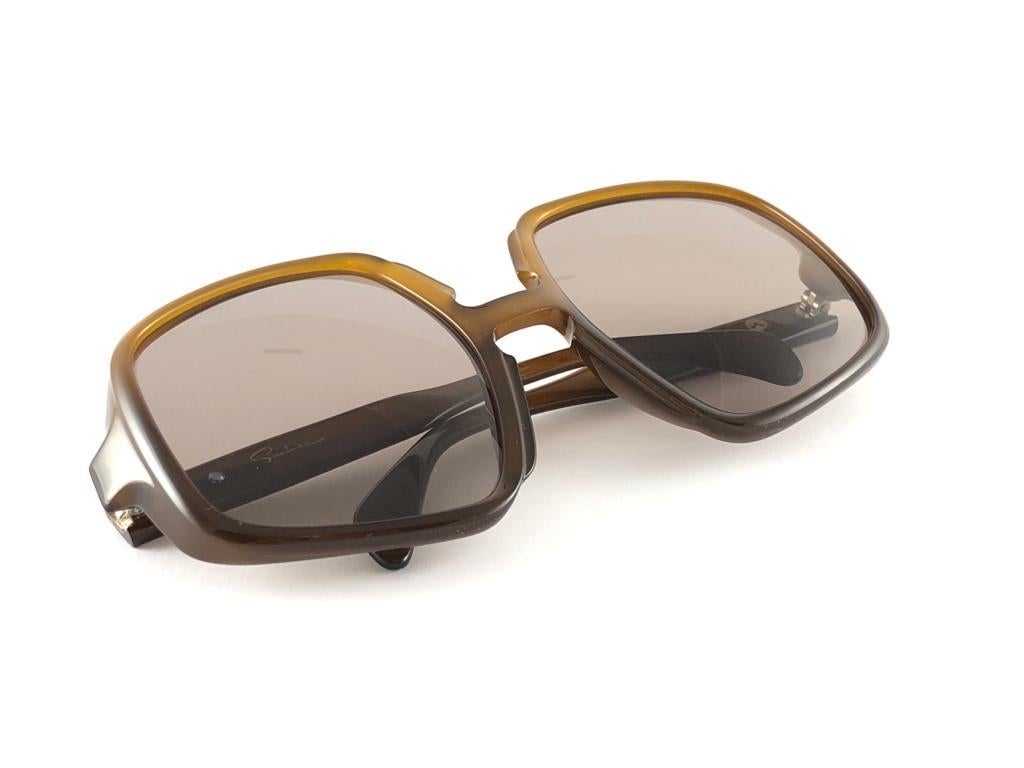 New Vintage Saphira 4002 Brown Butterfly Oversized Optyl Sunglasses 80s Germany  For Sale 5