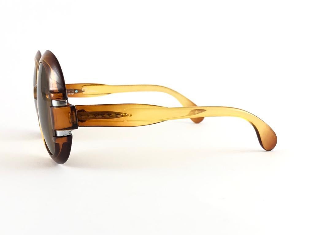 New Vintage Saphira 4013 Translucent Amber Optyl Sunglasses 80s Germany   For Sale 2