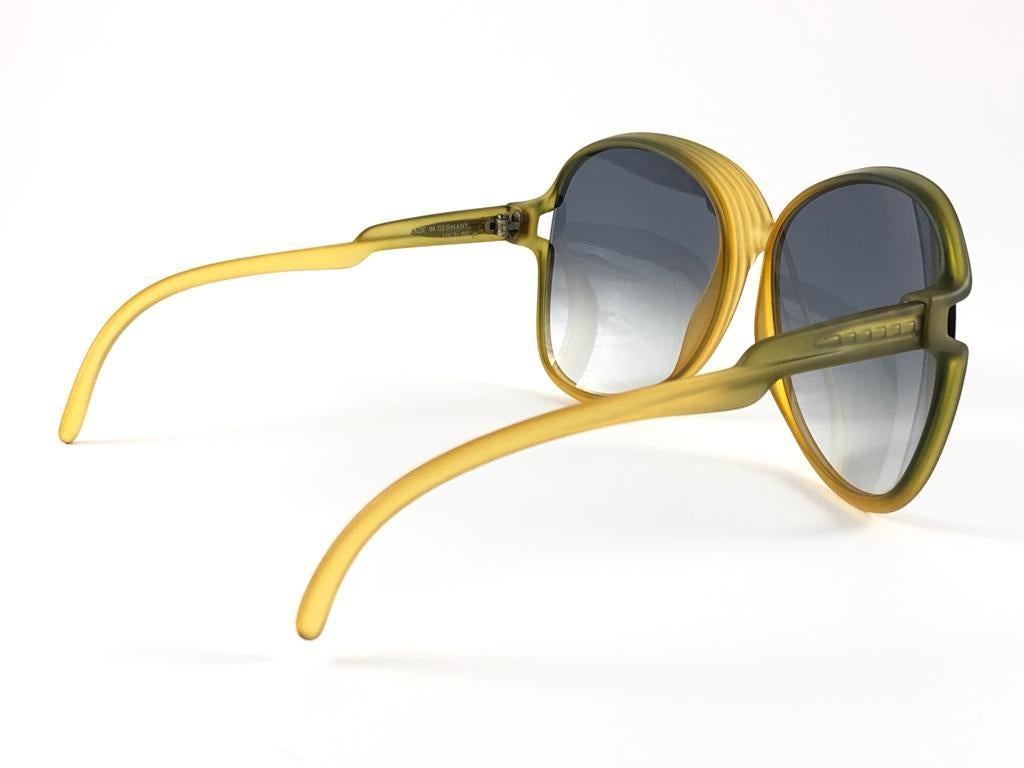 Orange New Vintage Saphira Translucent Green & Amber Oversized Sunglasses Germany  80s  For Sale