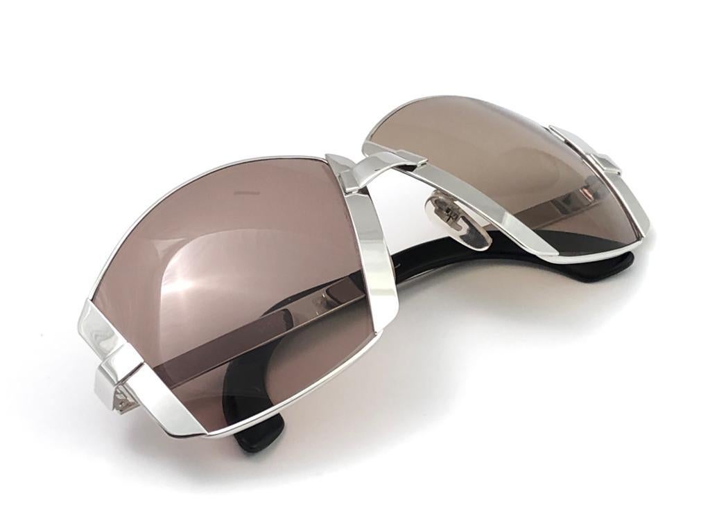 New Vintage Sapphira M713 Oversized Silver Brown Lenses Sunglasses 4