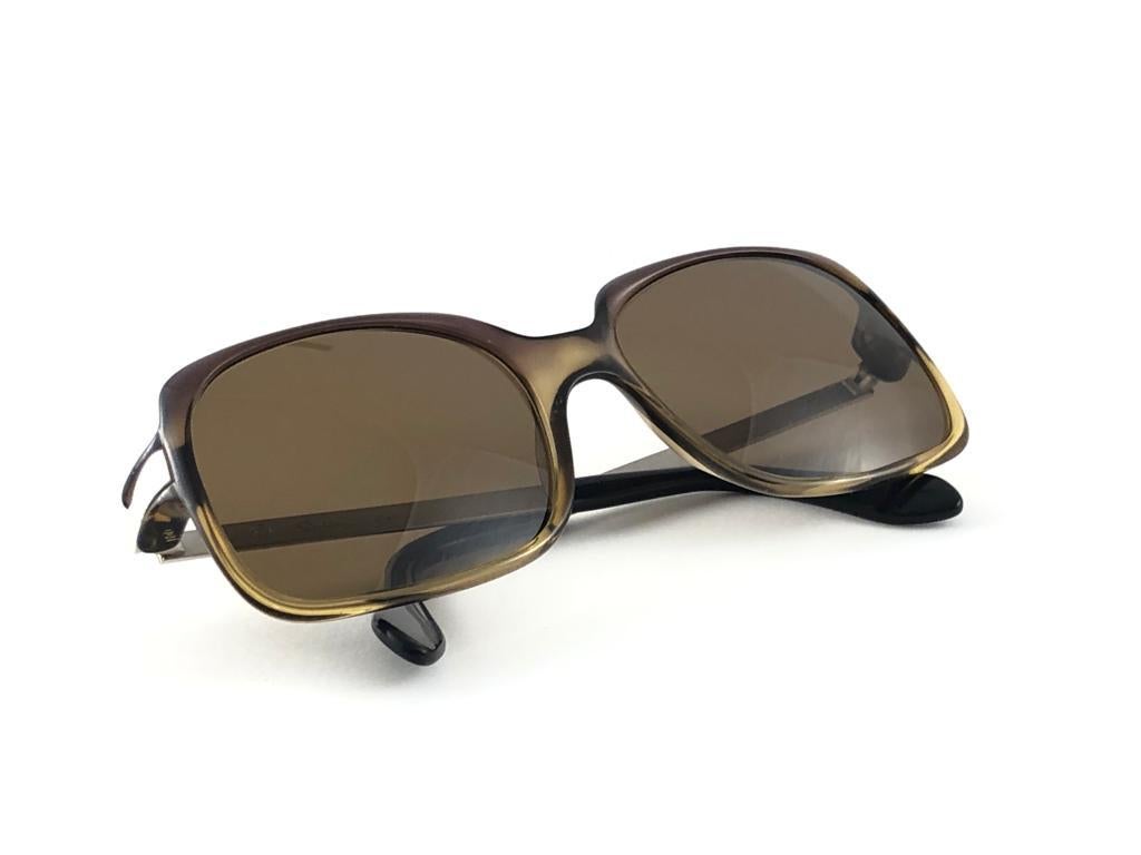 New Vintage Sapphire 4048 Translucent Brown & Honey Sunglasses 1980s Germany 3