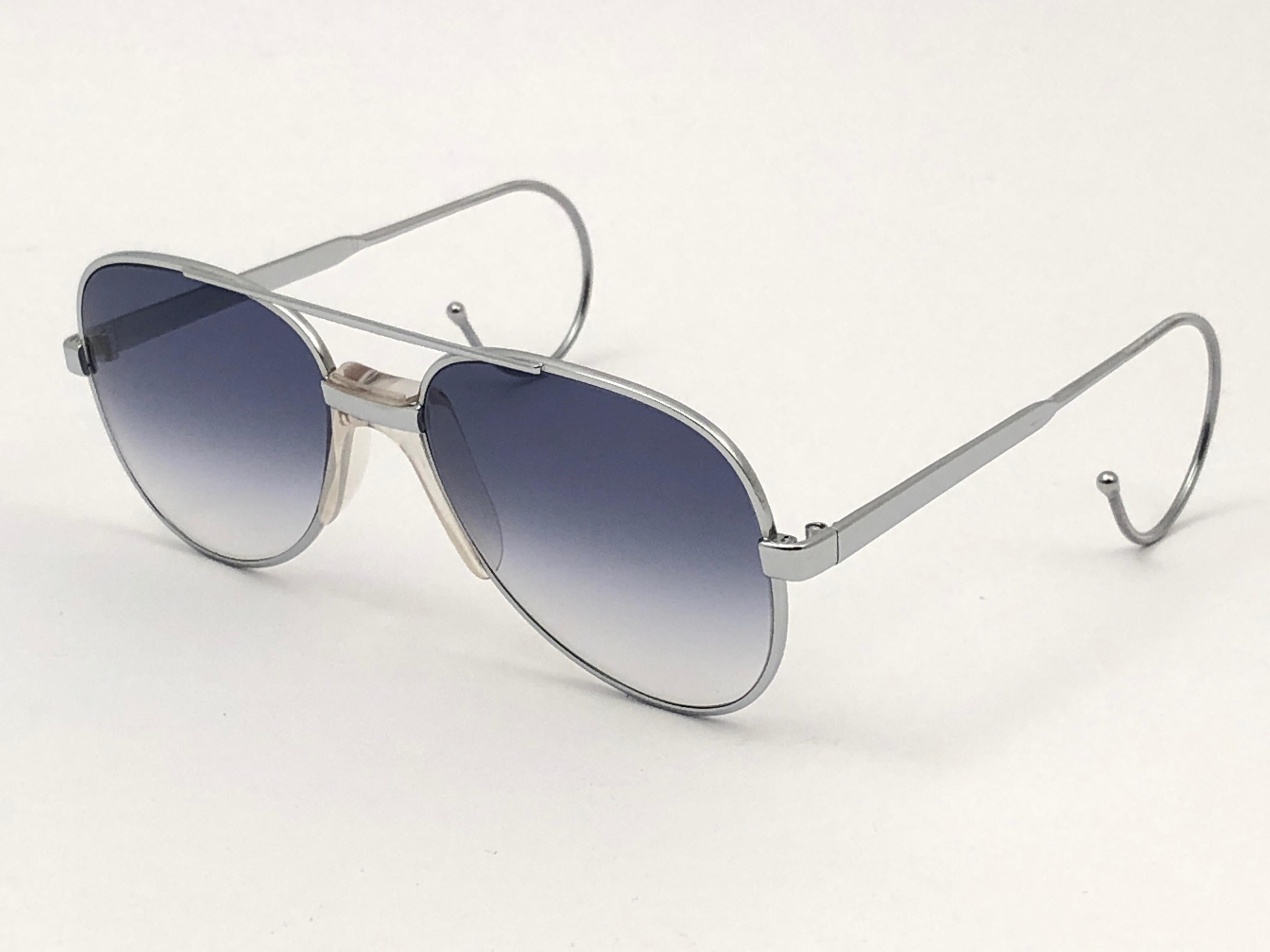 Neu Vintage Serge Kirchhofer 624 Silber Blau Lenses Sonnenbrille Österreich (Grau) im Angebot