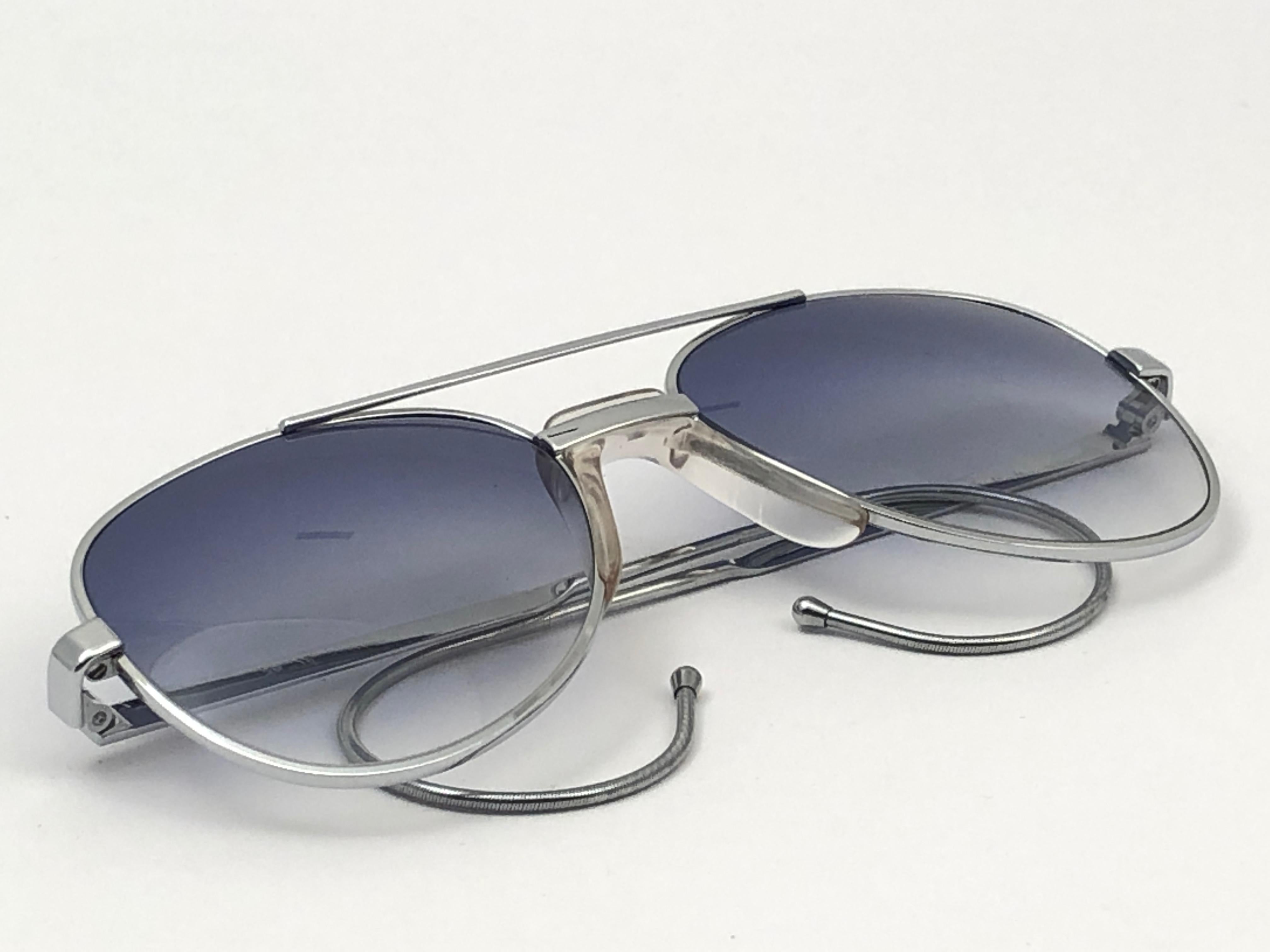 Gray New Vintage Serge Kirchhofer 624 Silver Blue Lenses Sunglasses Austria For Sale