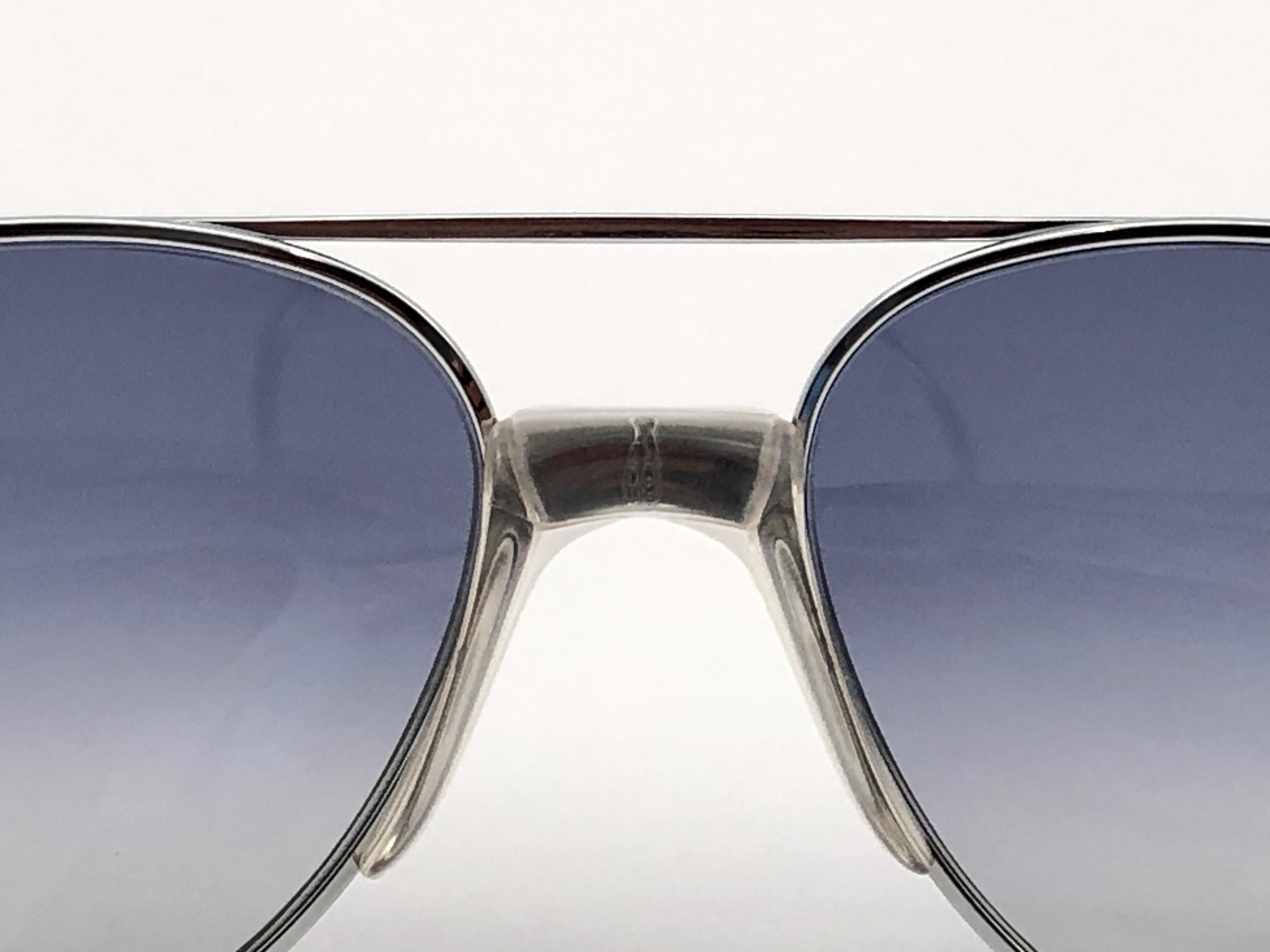 Women's or Men's New Vintage Serge Kirchhofer 624 Silver Blue Lenses Sunglasses Austria For Sale