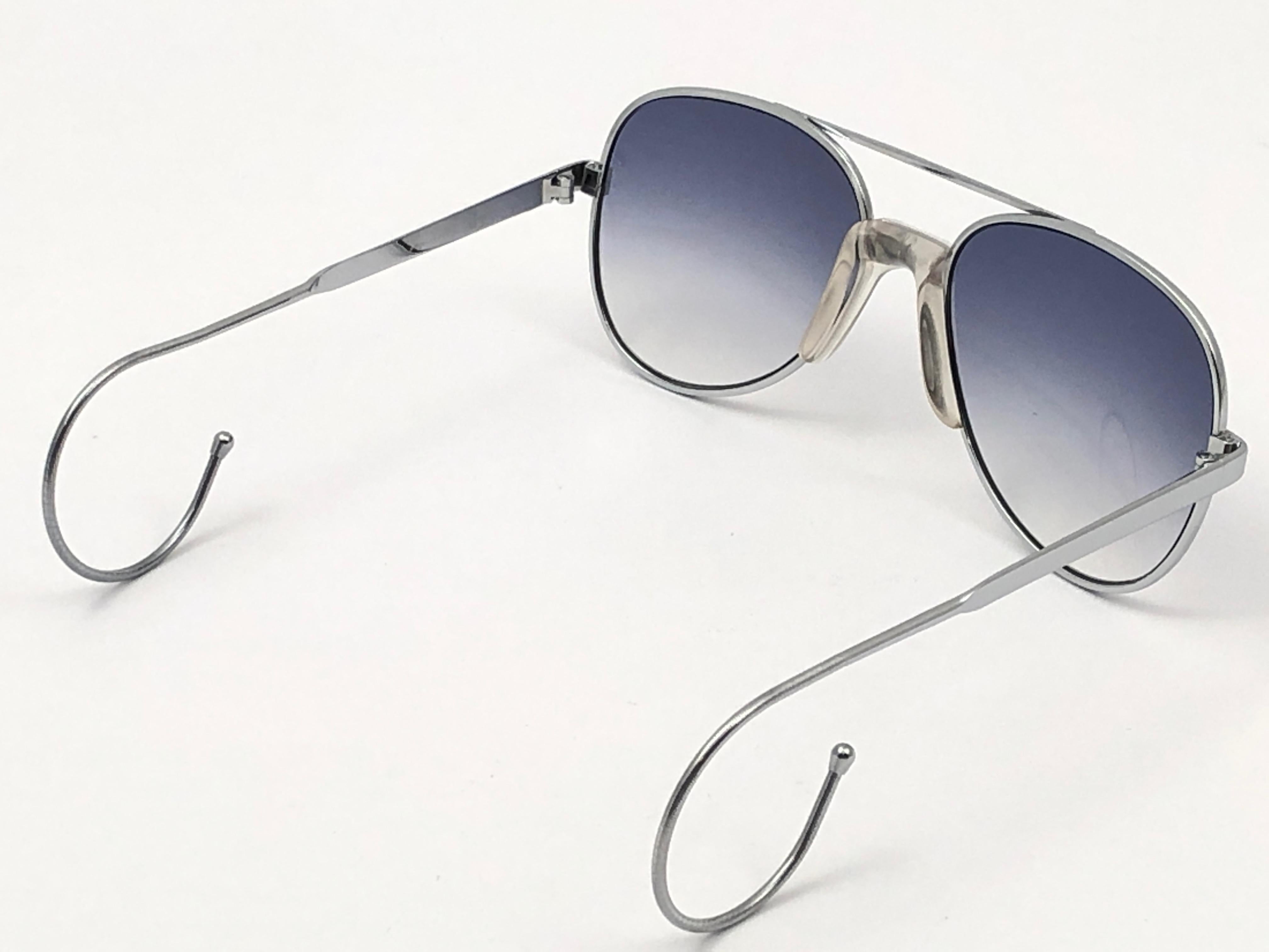 New Vintage Serge Kirchhofer 624 Silver Blue Lenses Sunglasses Austria For Sale 1