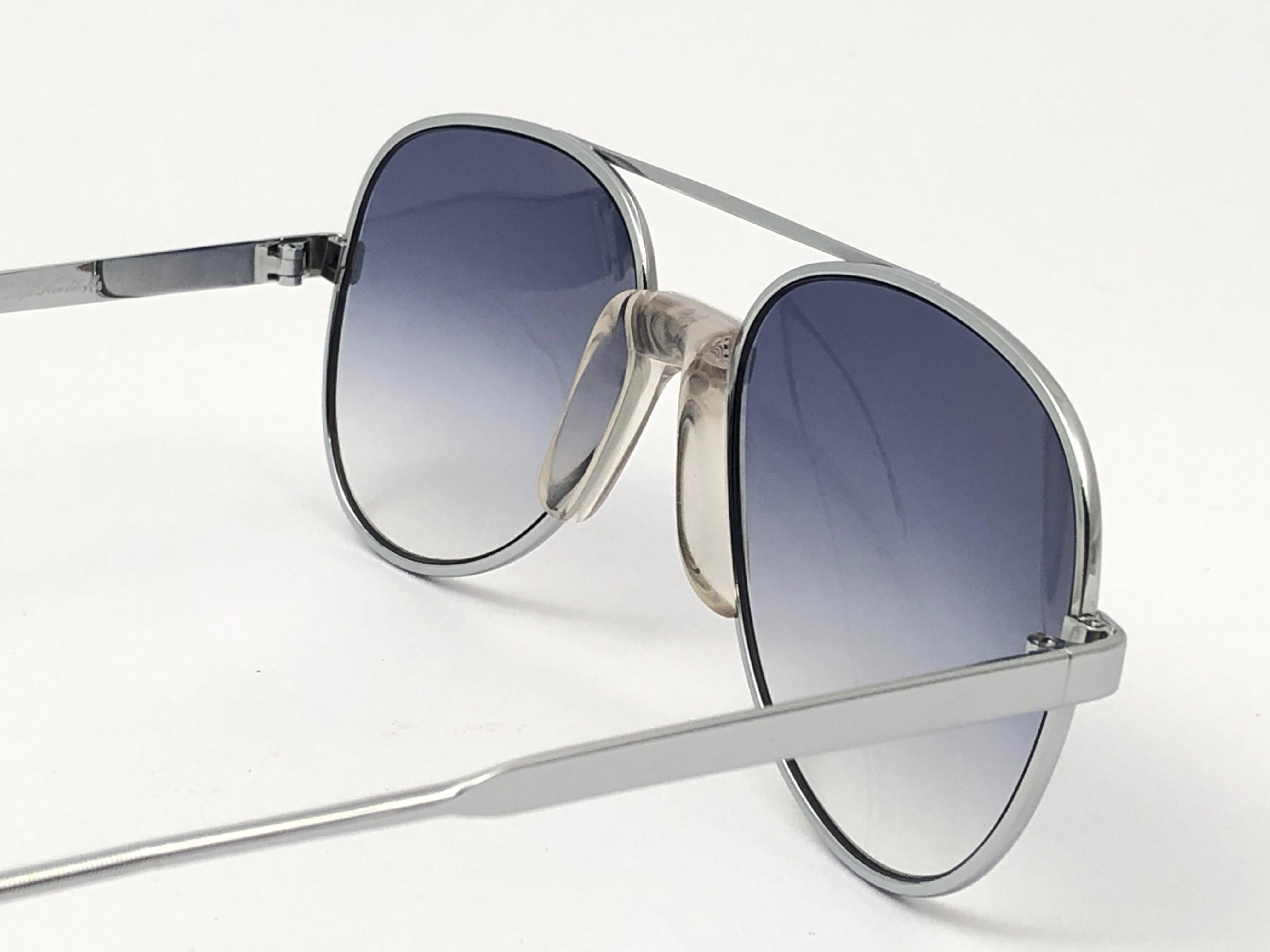New Vintage Serge Kirchhofer 624 Silver Blue Lenses Sunglasses Austria For Sale 3