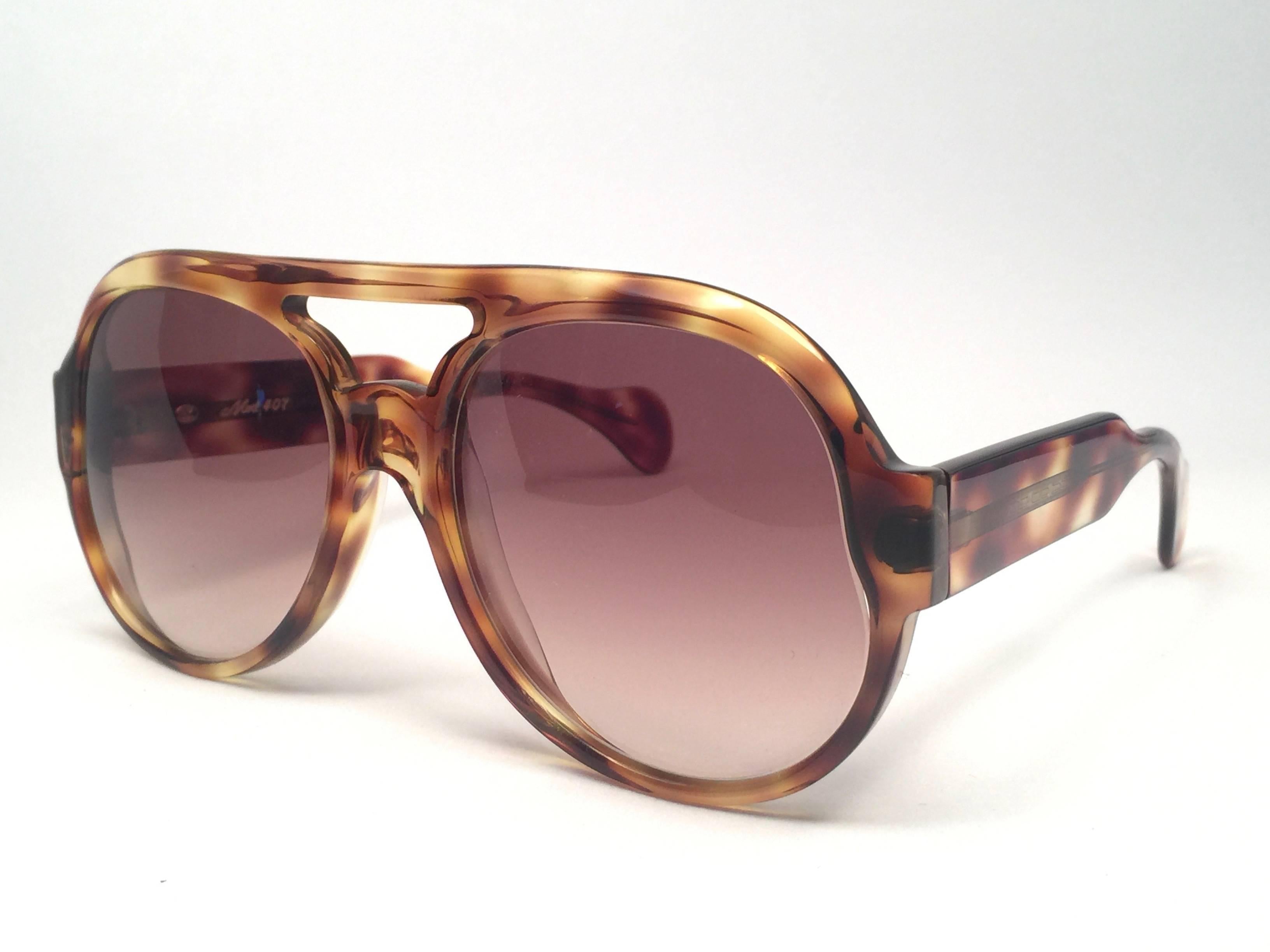 Brown New Vintage Serge Kirchhofer Tortoise  Mod 407 Oversized Sunglasses Austria