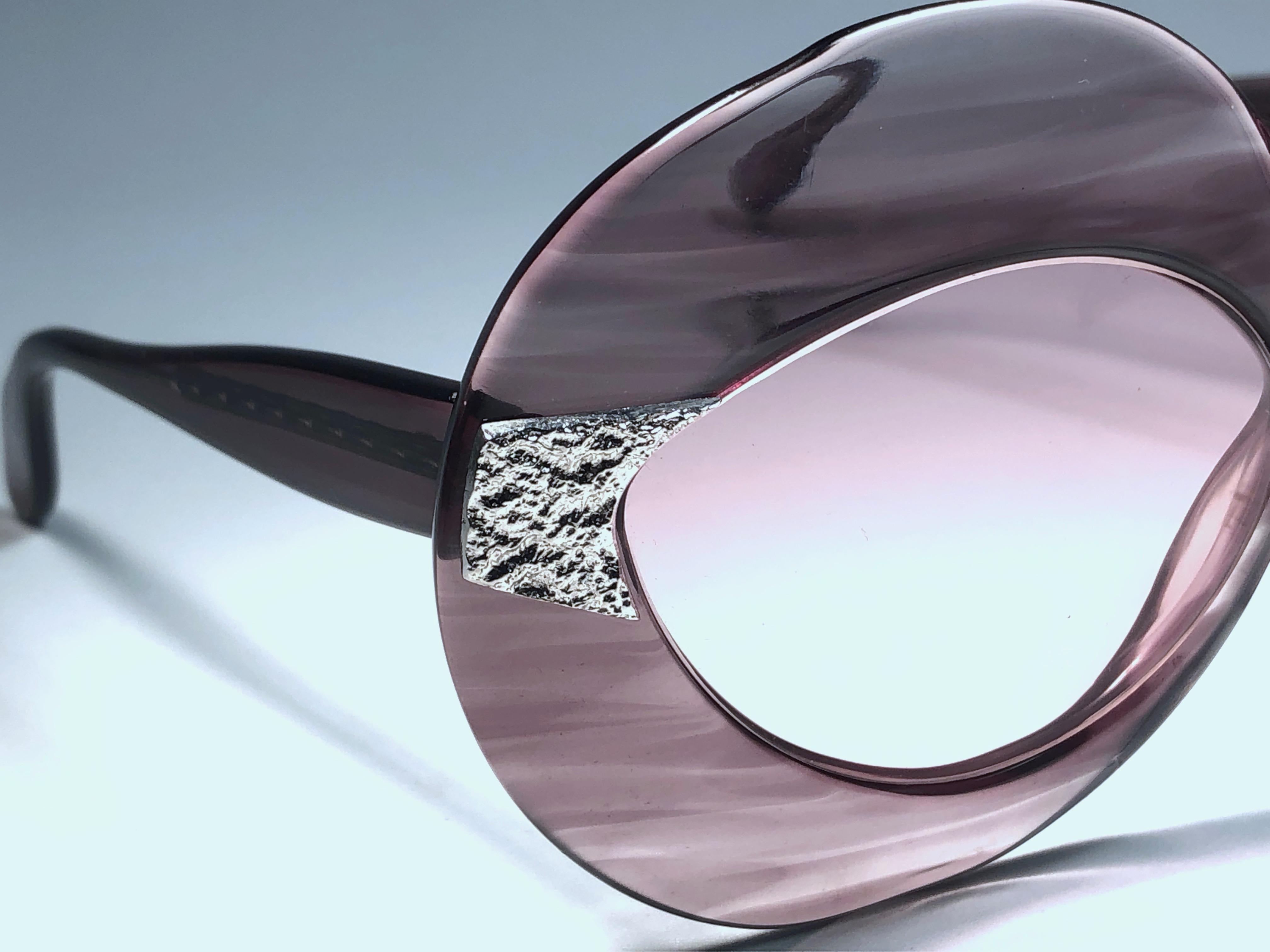 Gray New Vintage Serge Kirchhofer Translucent  Mod 469 Oversized Sunglasses Austria For Sale