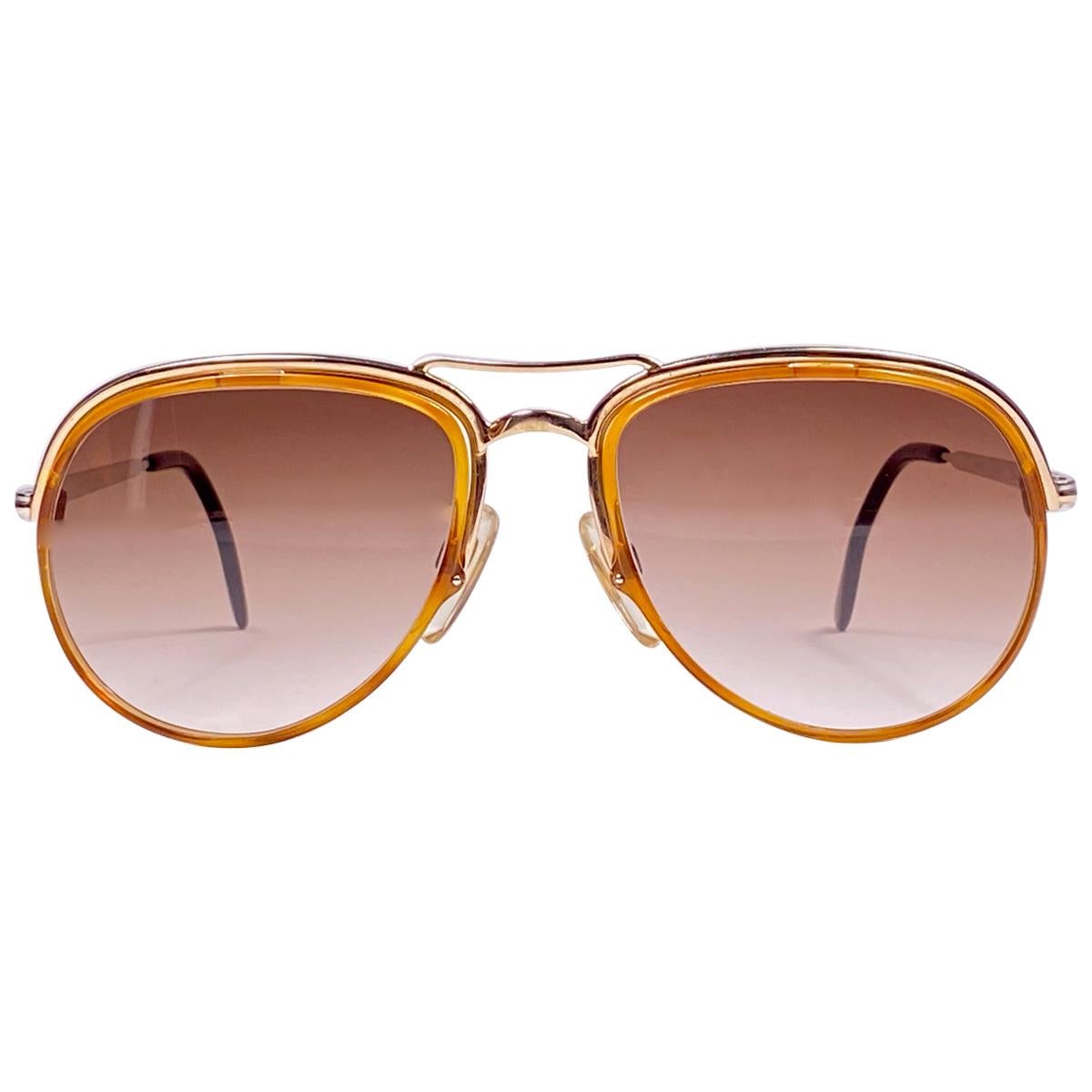 New Vintage Serge Kirchhofer Two Tone Amber MOD 209 Aviator Sunglasses Austria For Sale