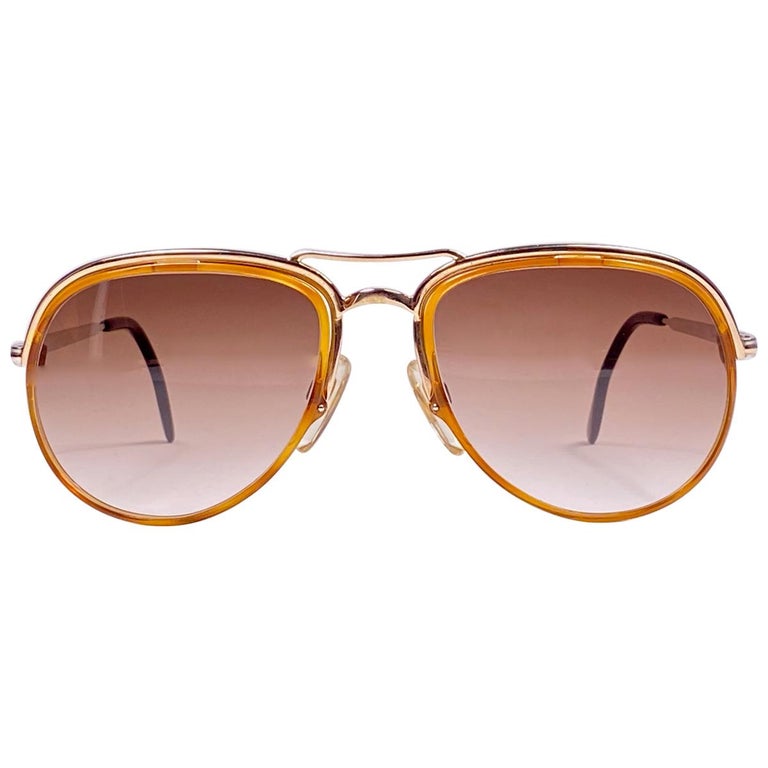 New Vintage Serge Kirchhofer Two Tone Amber MOD 209 Aviator Sunglasses ...