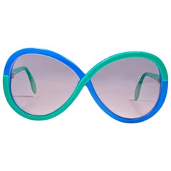 New Retro Silhouette 3024 Green & Blue Infinity Funk Germany 1980 Sunglasses 