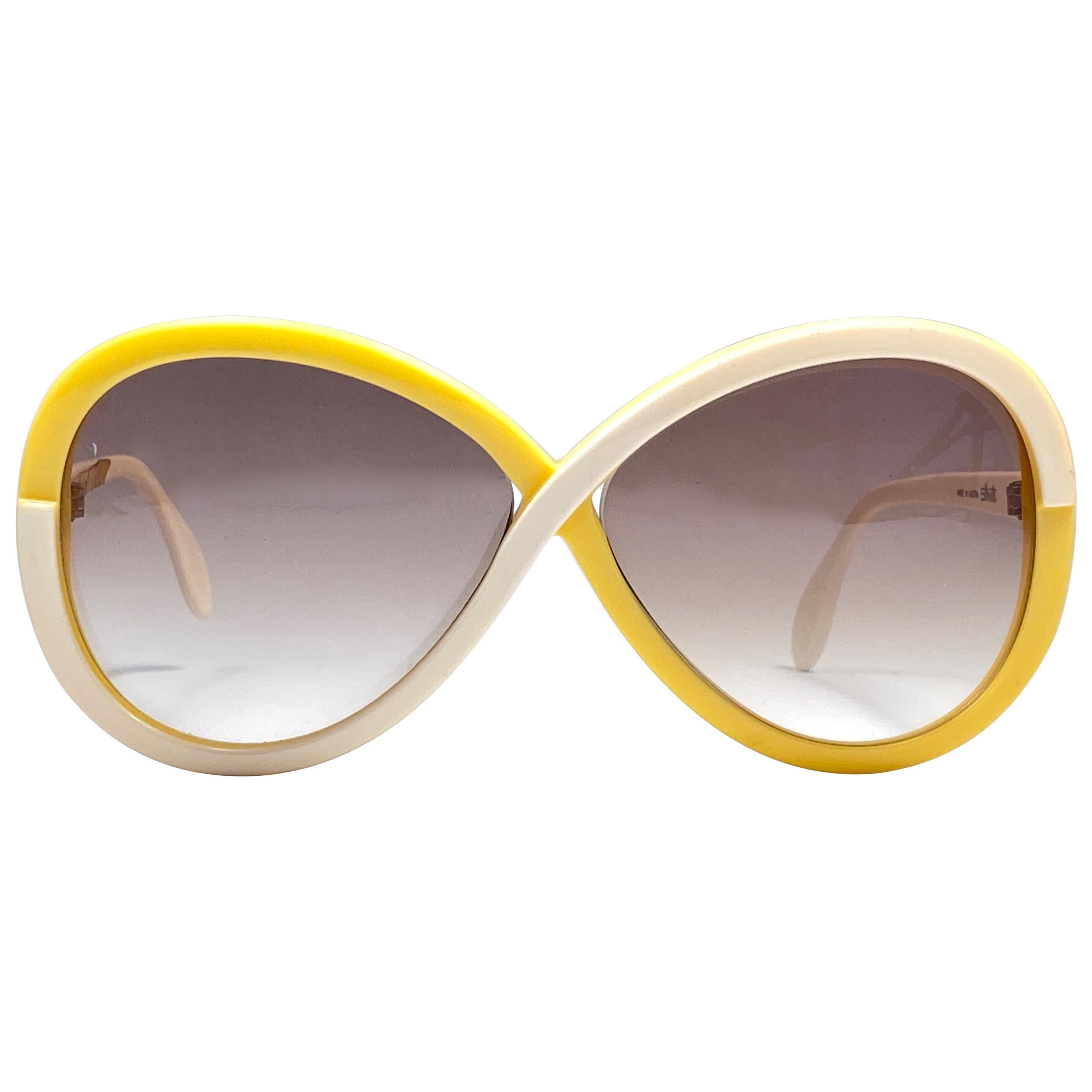 New Vintage Silhouette 3024 Yellow & Beige Funk Germany 1980 Sunglasses 