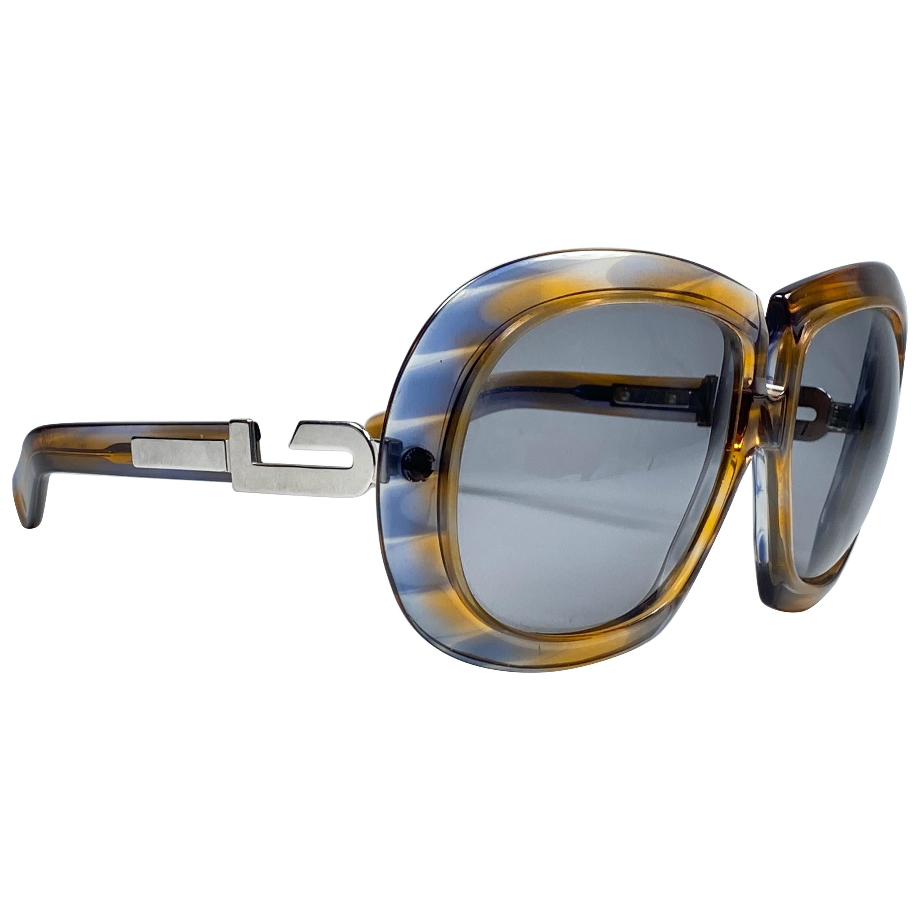 New Vintage Silhouette 559 Clear Oversized Silver Funk Germany 1970 Sunglasses For Sale