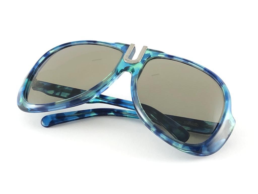 Gray New Vintage Silhouette 567 Oversized Translucent Marbled Sunglasses 70s Austria For Sale
