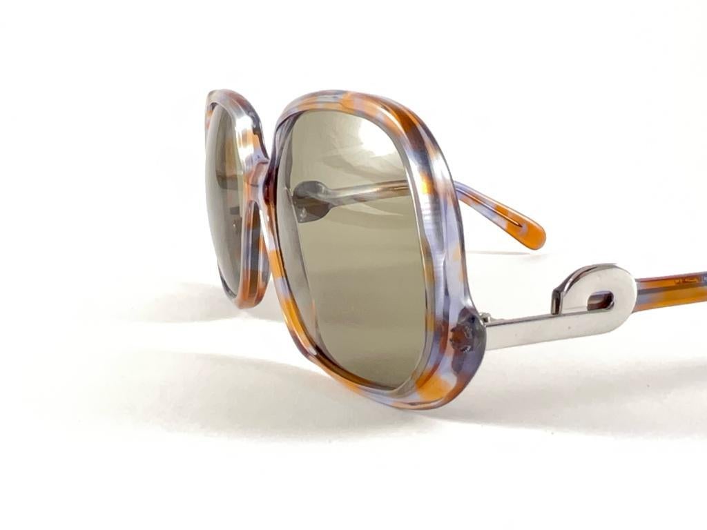 New Vintage Silhouette 585 Clear Oversized Silver Funk Germany 1970 Sunglasses  In New Condition For Sale In Baleares, Baleares