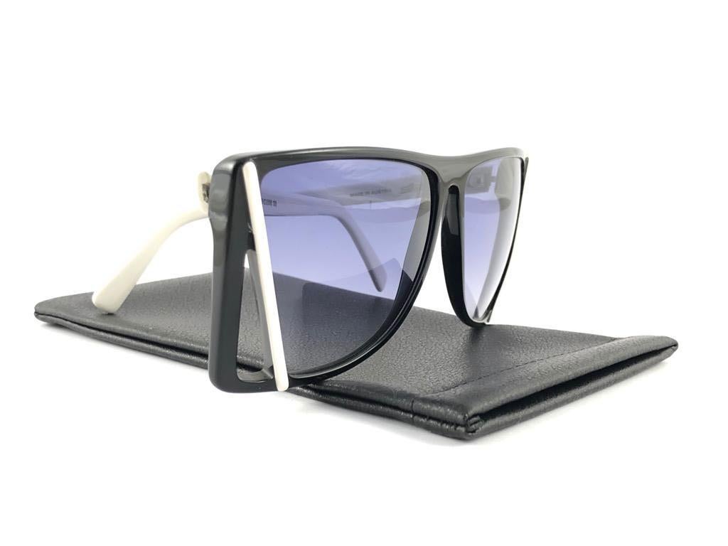 New Vintage Silhouette Black & White Grey Lenses 1980's Sunglasses For Sale 5