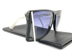 Nuovo Occhiali da sole vintage Silhouette bianco e nero con lenti grigie degli anni '80