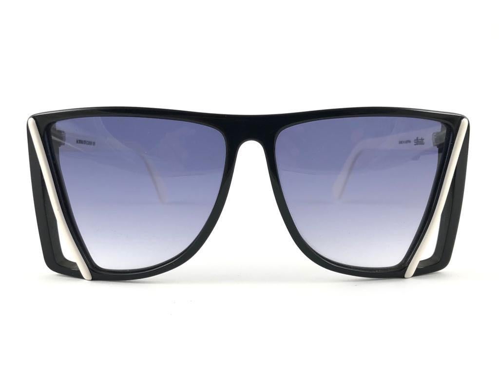 New Vintage Silhouette Black & White Grey Lenses 1980's Sunglasses For Sale 2