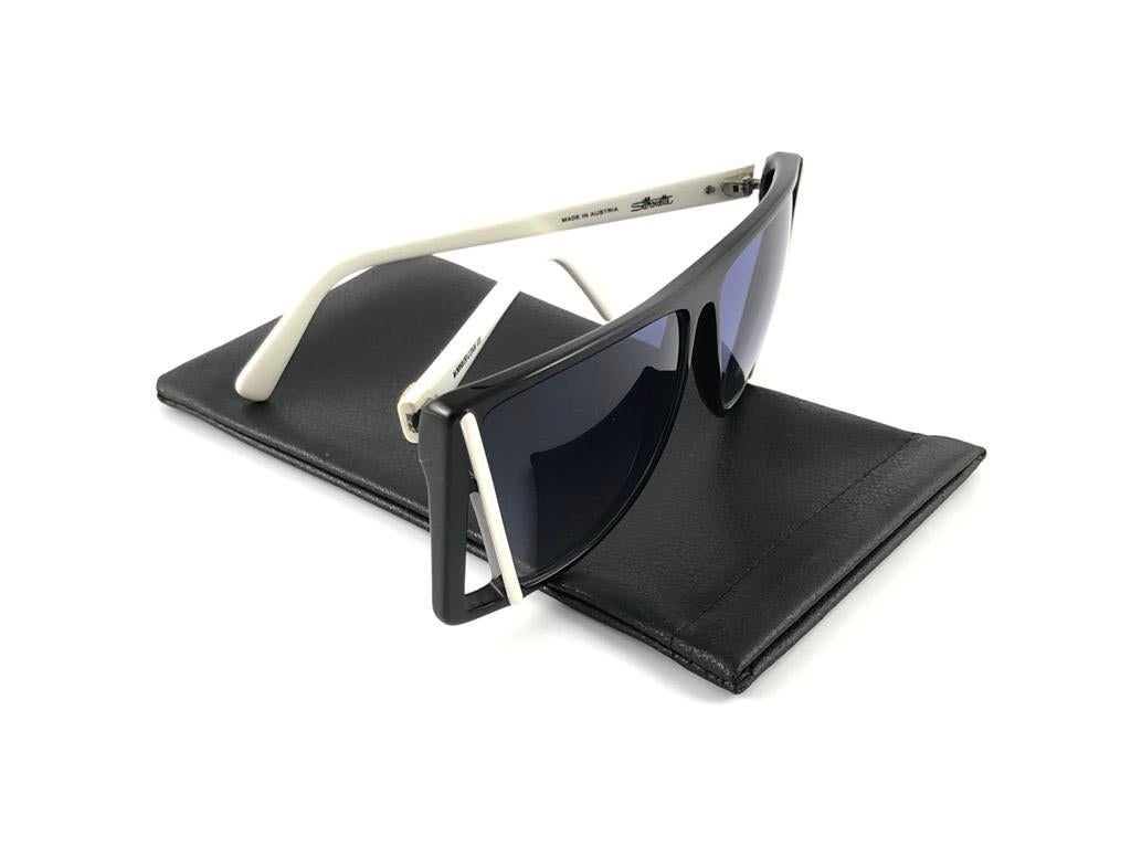 New Vintage Silhouette Black & White Grey Lenses 1980's Sunglasses For Sale 4