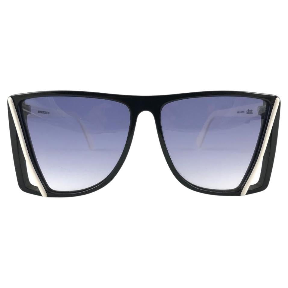 New Vintage Silhouette Black & White Grey Lenses 1980's Sunglasses For Sale
