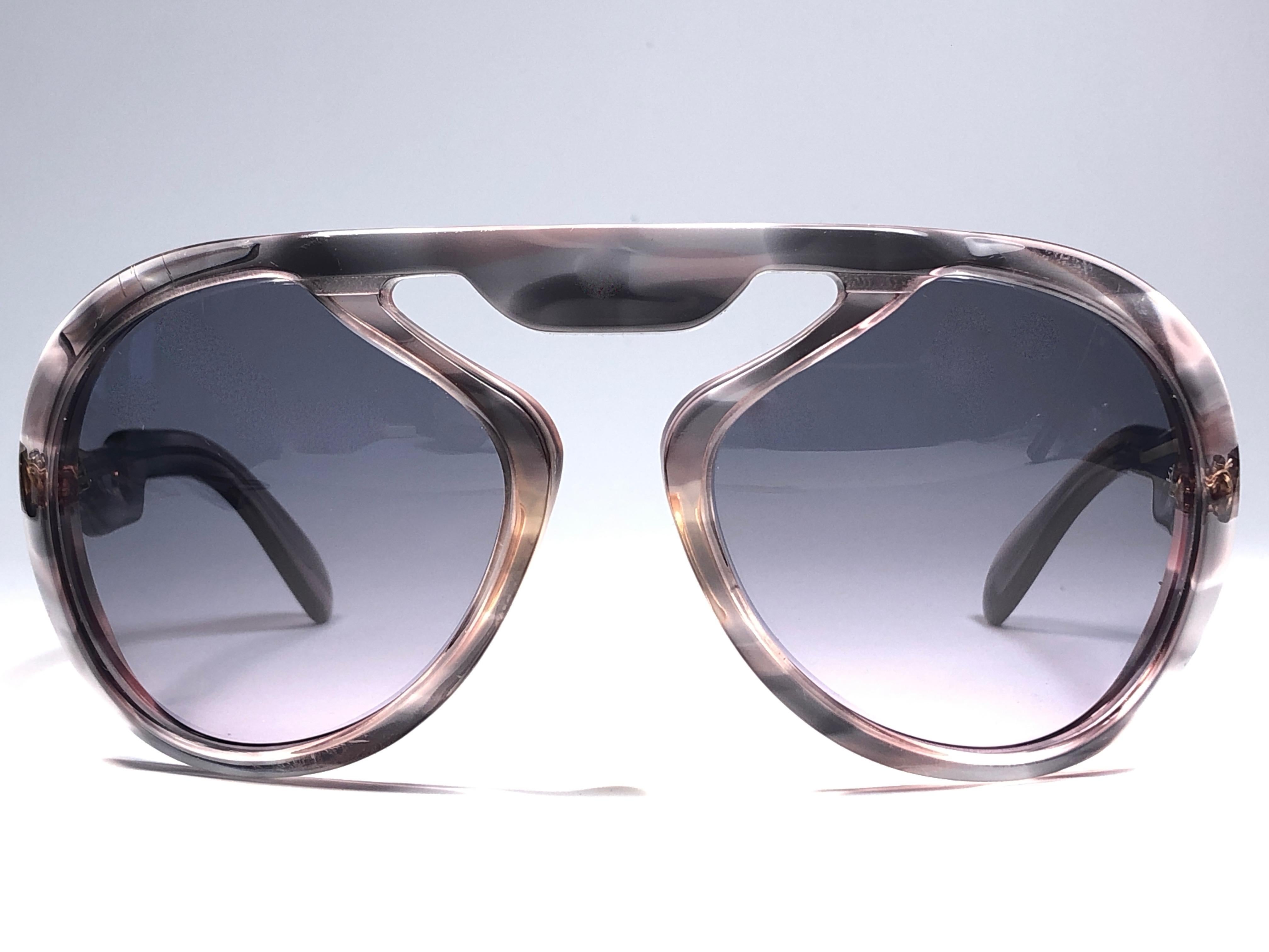 New Vintage Silhouette Clear Oversized Silver Funk Germany 1970 Sunglasses  1