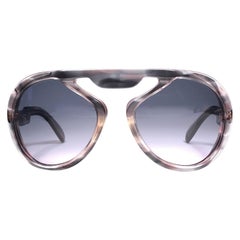 New Vintage Silhouette Clear Oversized Silver Funk Germany 1970 Sunglasses 