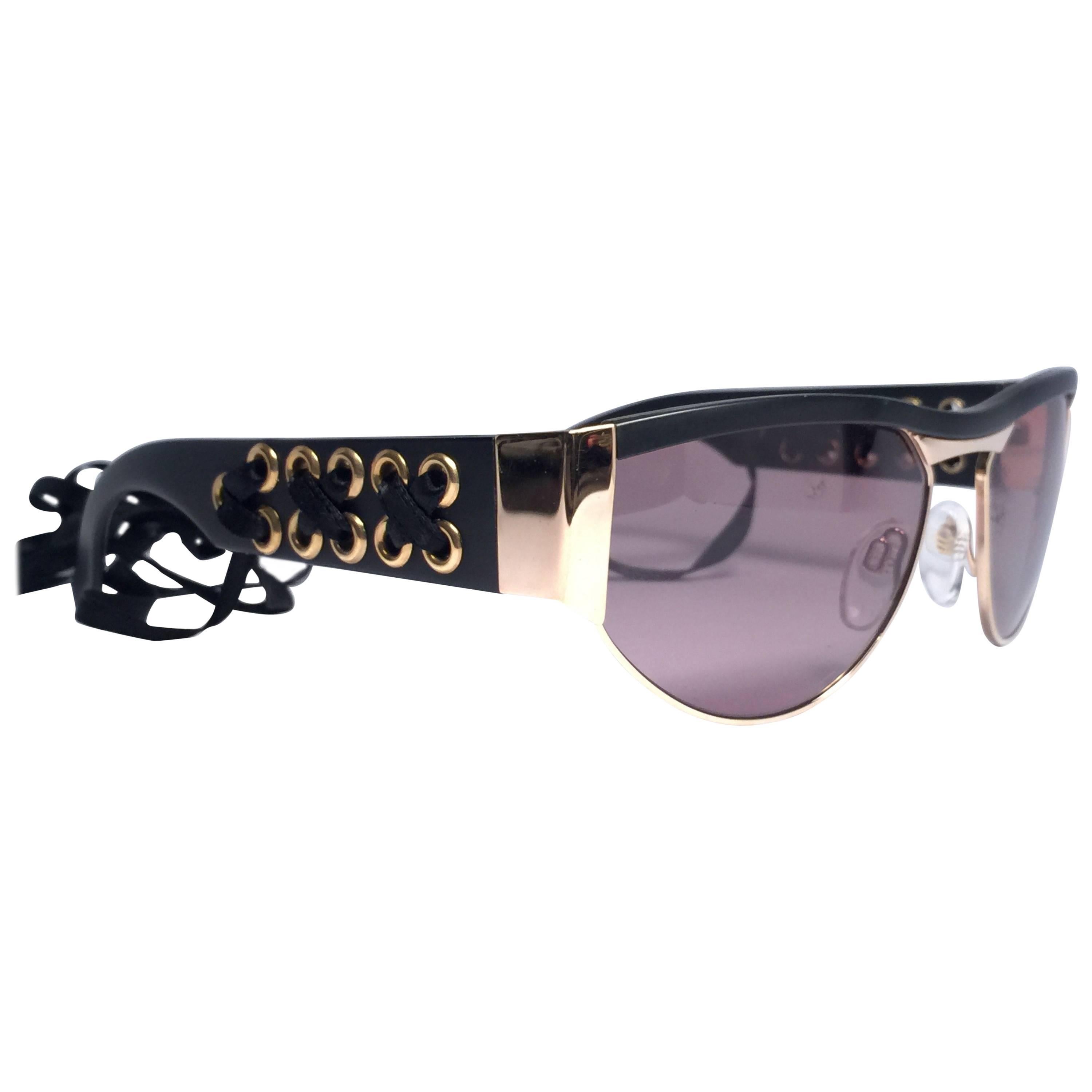New Vintage Silhouette Corset Iconic Purple Lenses 1980's Sunglasses For Sale