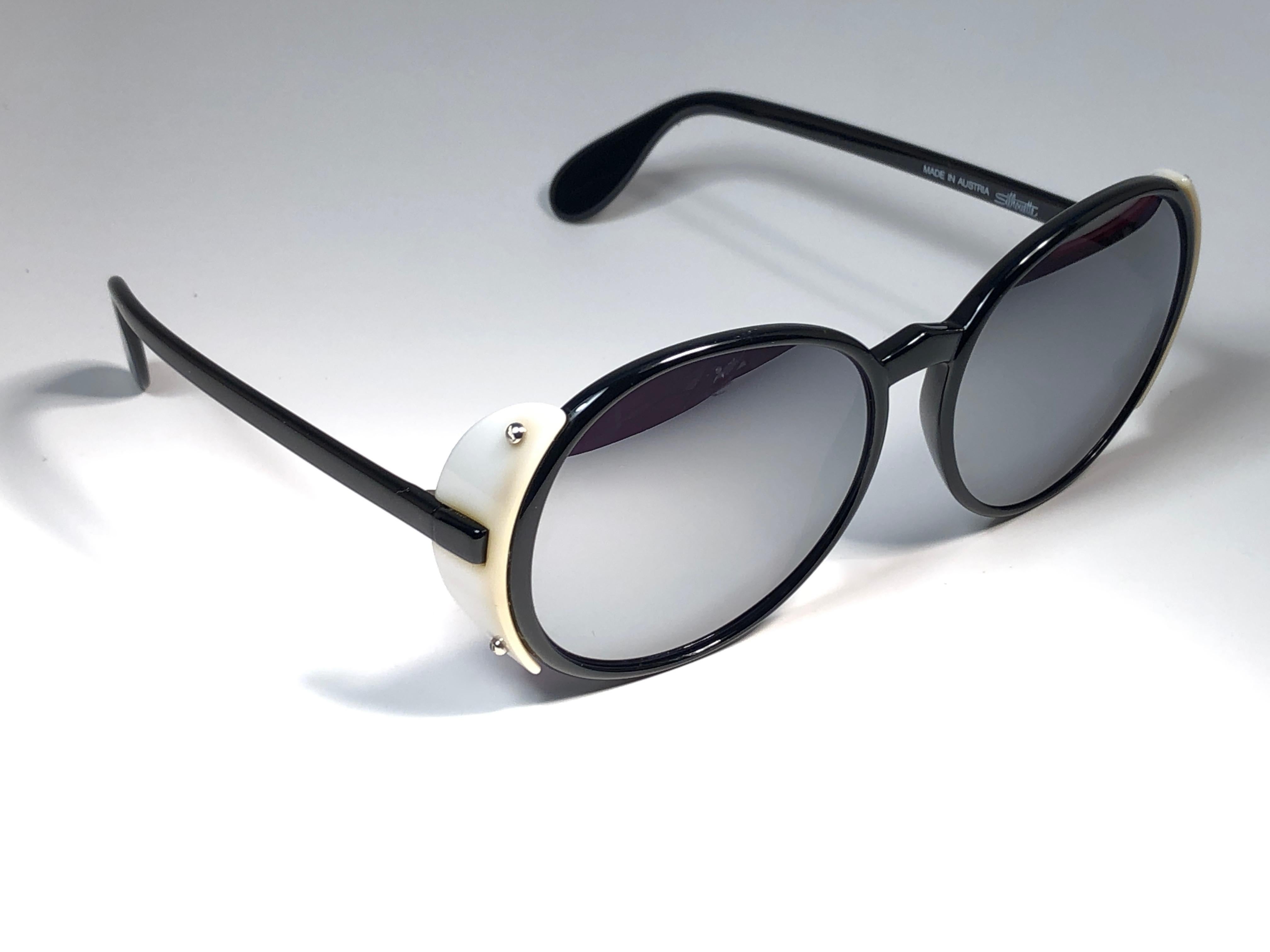 New Vintage Silhouette M3053 C Black & White 1980's Sunglasses For Sale 3