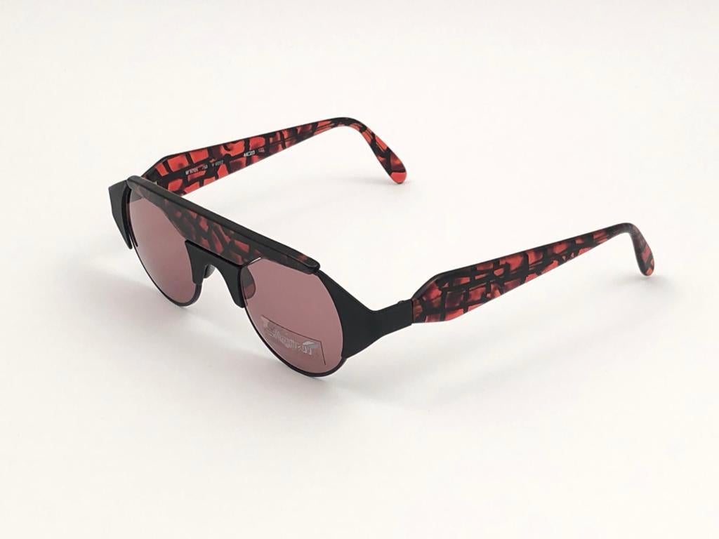 Brown New Vintage Silhouette M9705 Mosaic Red 1980's Sunglasses Made in Austria For Sale