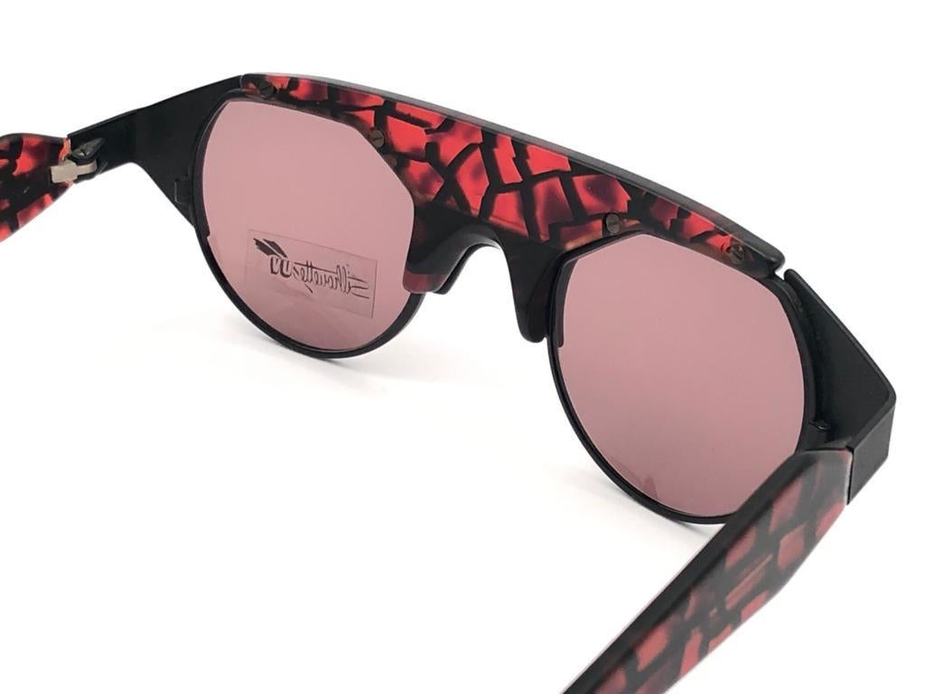 Women's or Men's New Vintage Silhouette M9705 Mosaic Red 1980's Sunglasses Made in Austria For Sale
