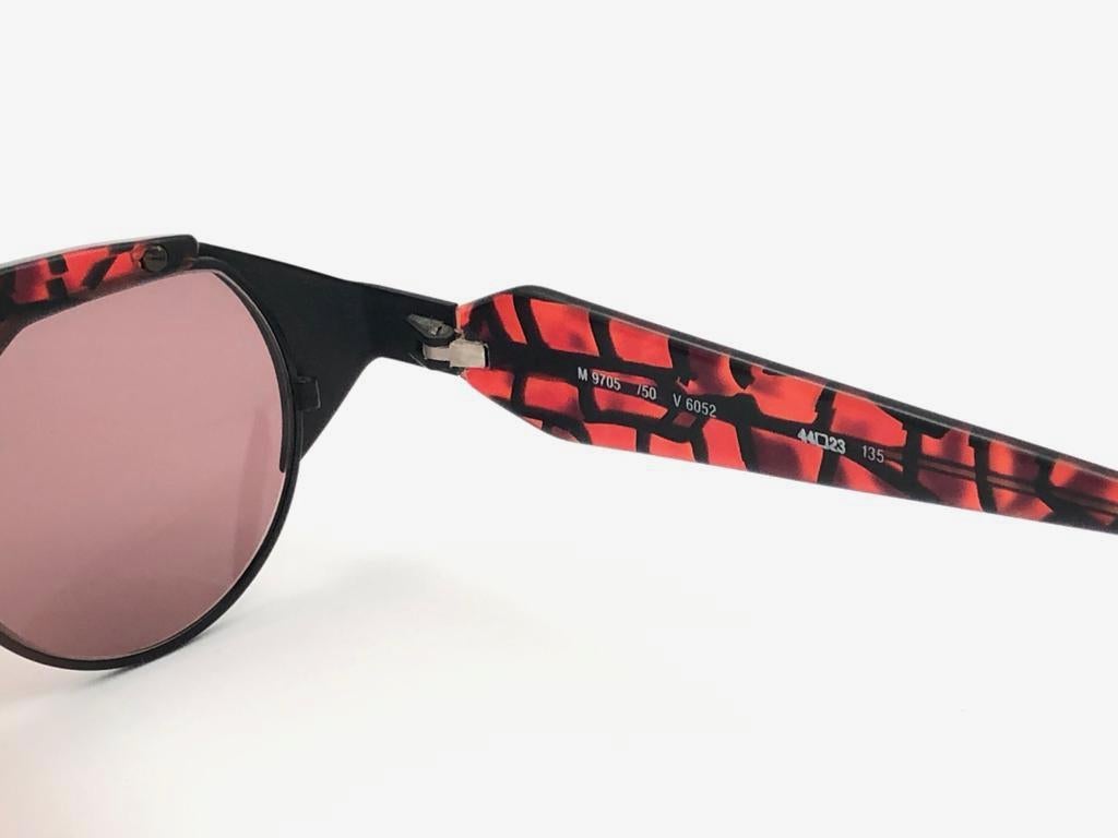 New Vintage Silhouette M9705 Mosaic Red 1980's Sunglasses Made in Austria For Sale 4