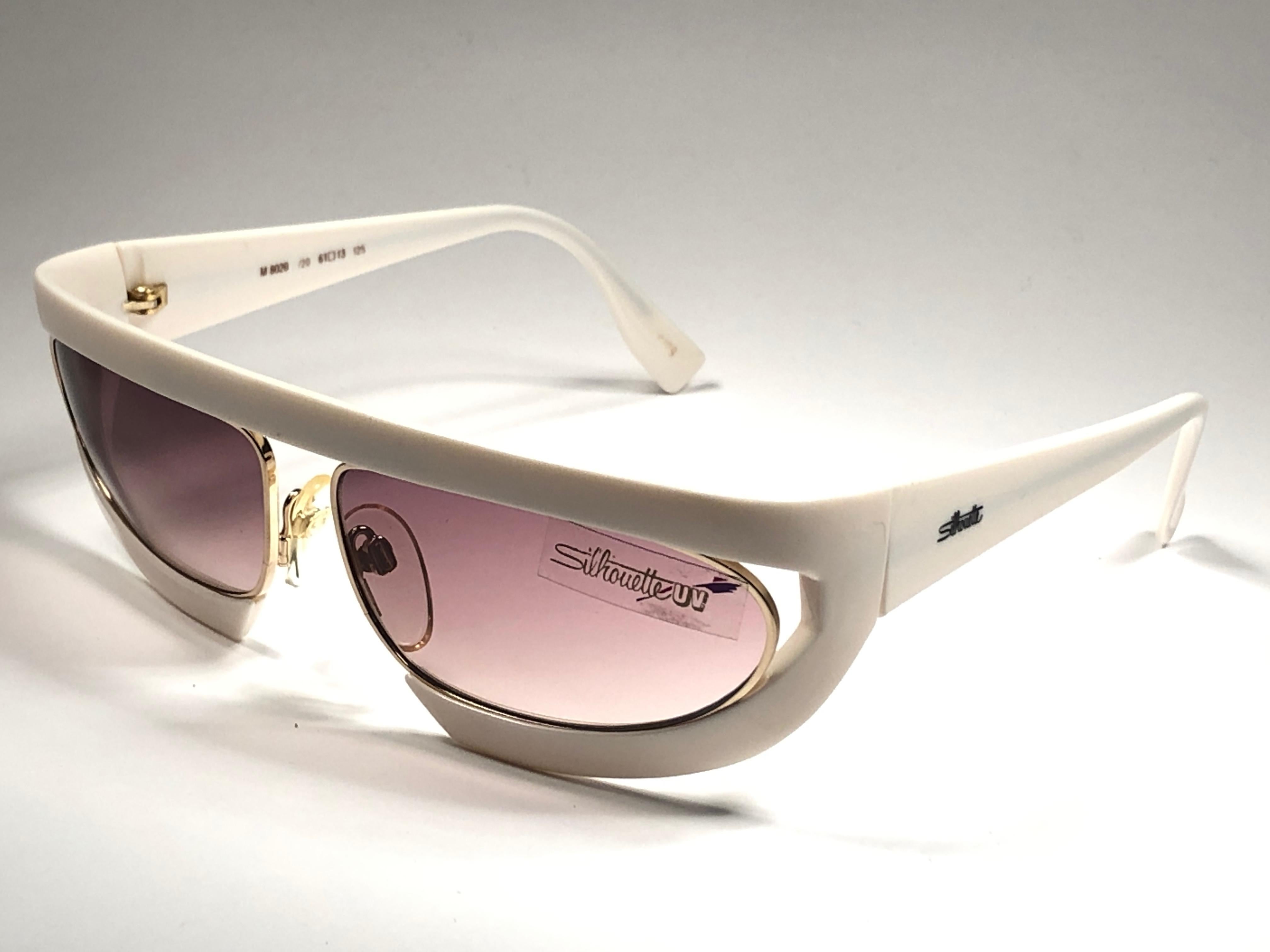 Nuovo Occhiali da sole vintage Silhouette Mask M8020 Bianco anni '80 In condizioni Nuovo in vendita a Baleares, Baleares