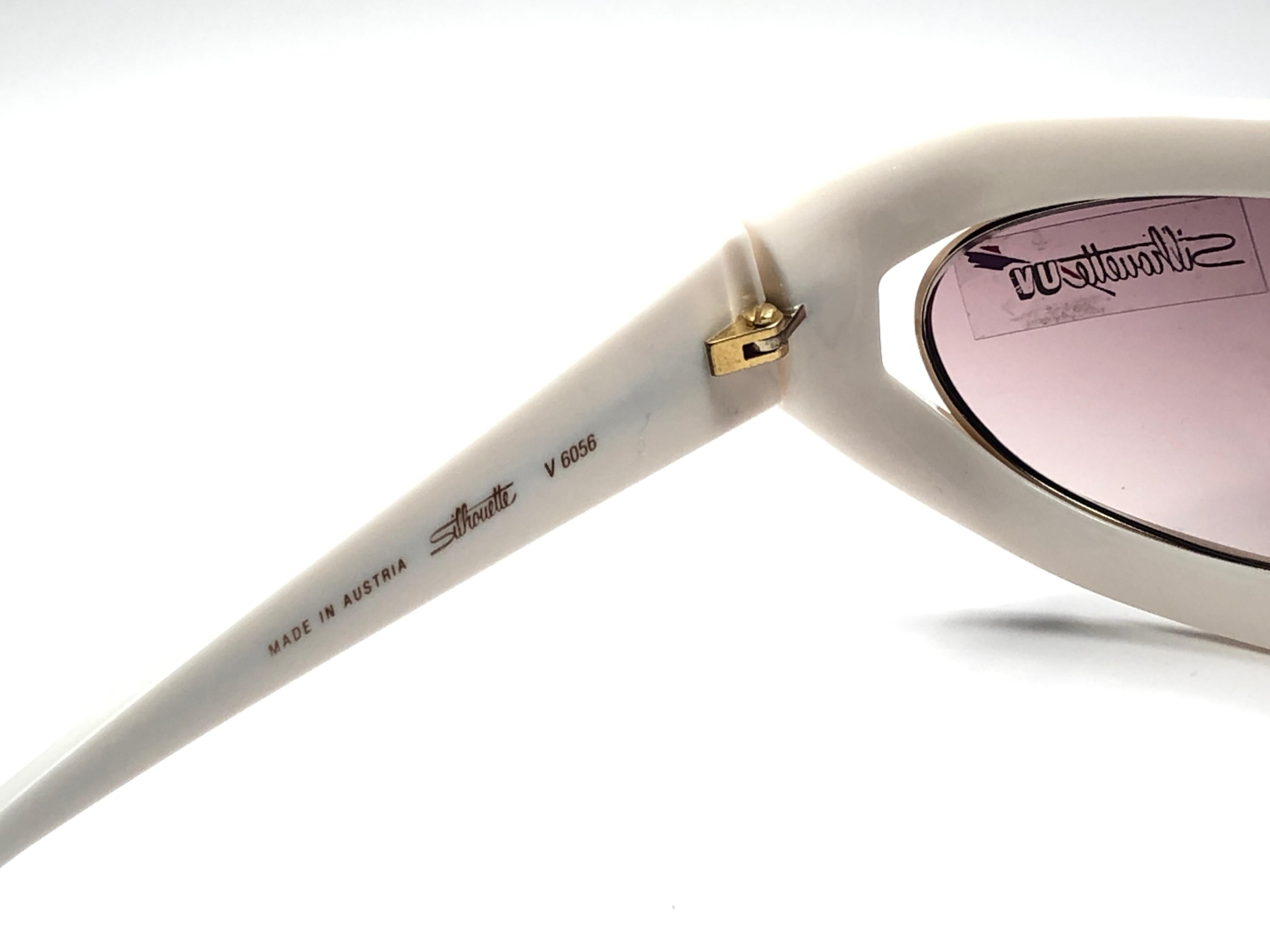Donna Nuovo Occhiali da sole vintage Silhouette Mask M8020 Bianco anni '80 in vendita
