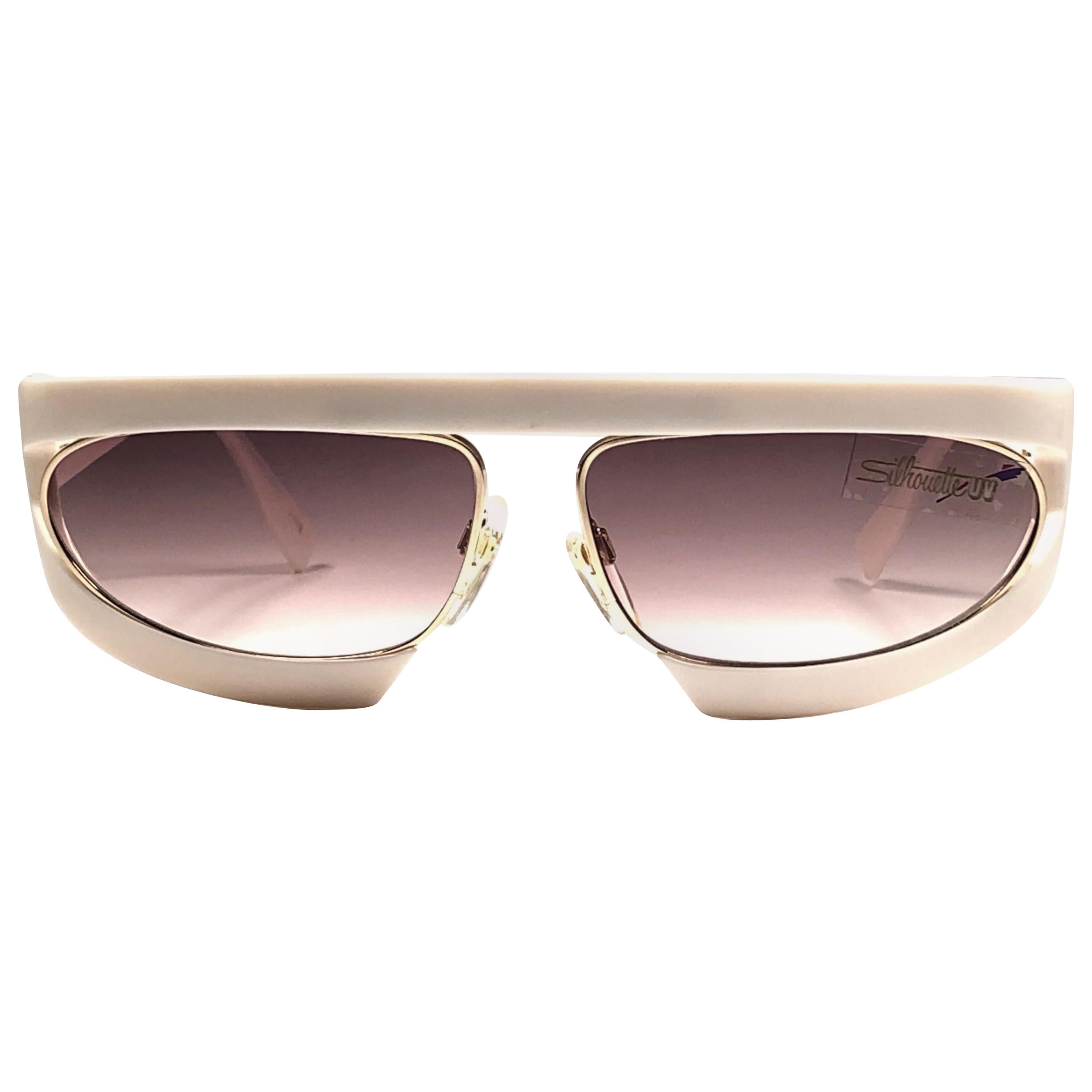 Neu Vintage Silhouette Maske M8020 Weiß 1980er Jahre Sonnenbrille