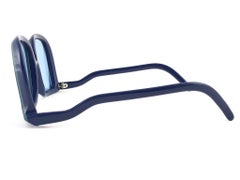 Lunettes de soleil vintage Funk bleues et vertes Mod 64 avec silhouette, Allemagne, 1980, neuves