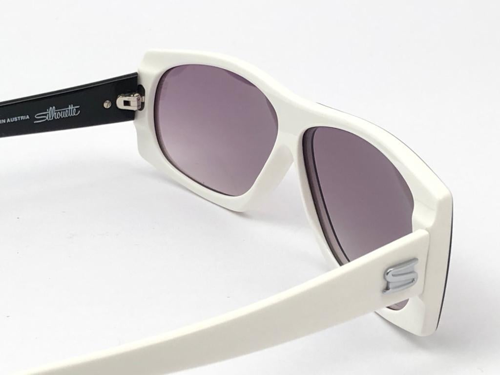 Neu Vintage Silhouette MOD3038 Schwarz & Weiß 1980er Sonnenbrille im Angebot 6
