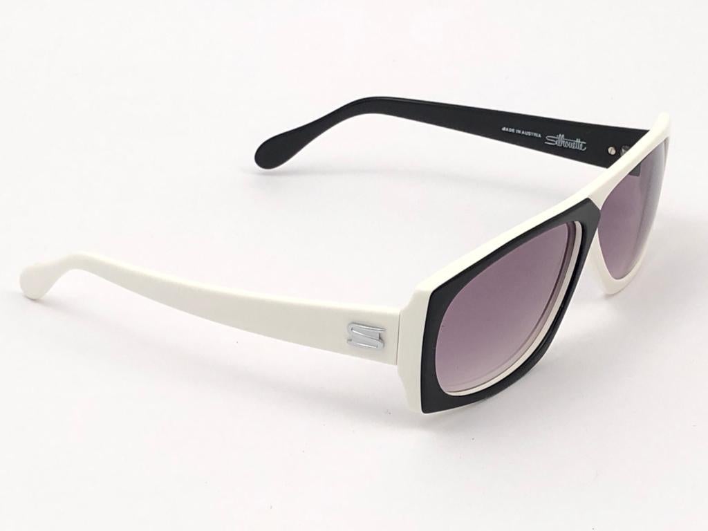 Neu Vintage Silhouette MOD3038 Schwarz & Weiß 1980er Sonnenbrille Damen im Angebot