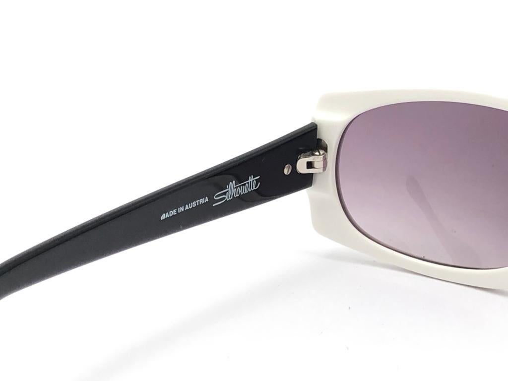 Neu Vintage Silhouette MOD3038 Schwarz & Weiß 1980er Sonnenbrille im Angebot 1