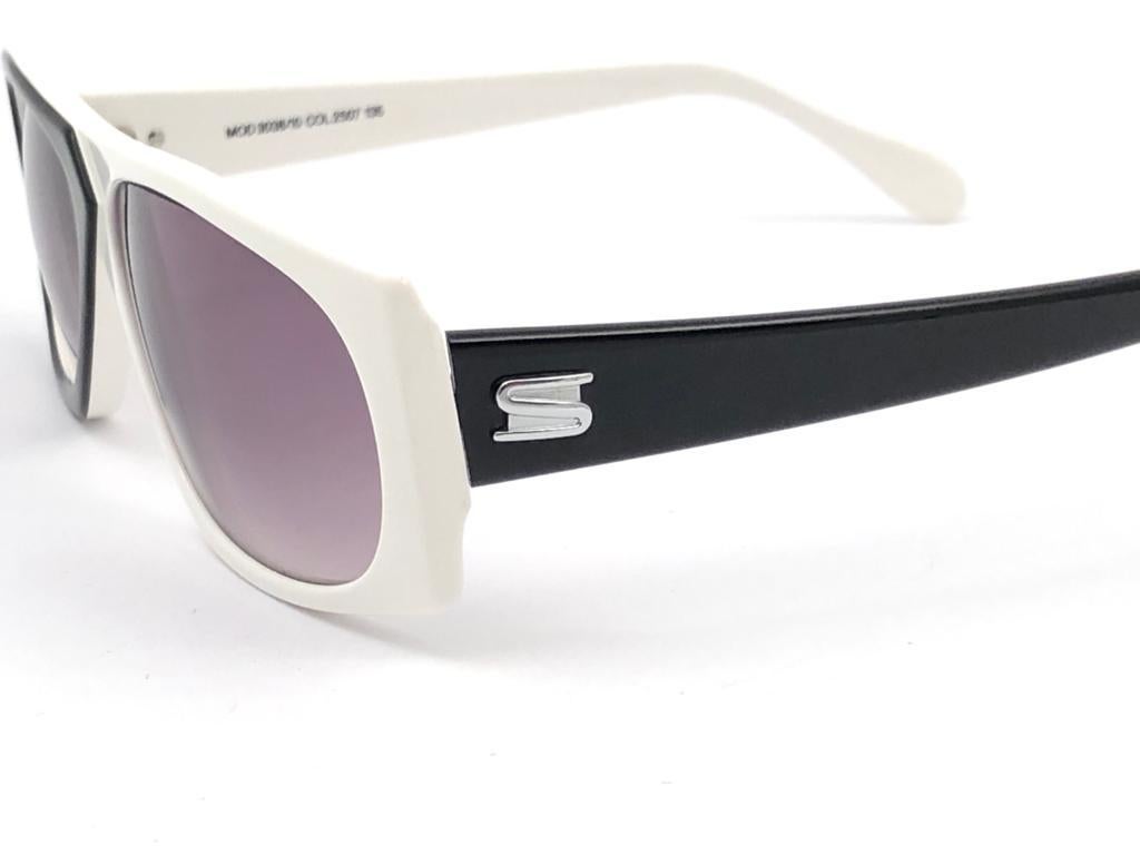 Neu Vintage Silhouette MOD3038 Schwarz & Weiß 1980er Sonnenbrille im Angebot 3