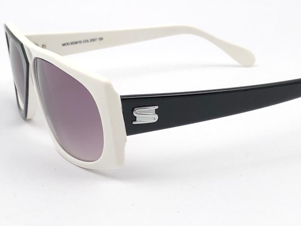 Neu Vintage Silhouette MOD3038 Schwarz & Weiß 1980er Sonnenbrille im Angebot 4