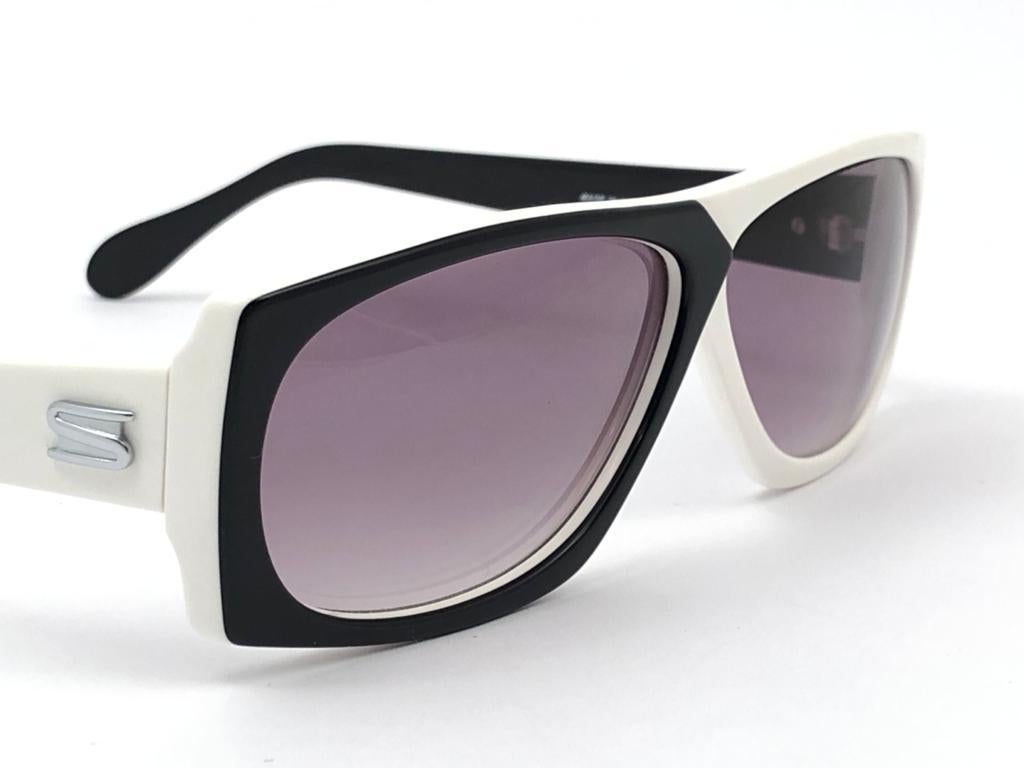 Neu Vintage Silhouette MOD3038 Schwarz & Weiß 1980er Sonnenbrille im Angebot 5