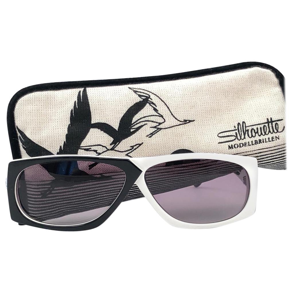 Neu Vintage Silhouette MOD3038 Schwarz & Weiß 1980er Sonnenbrille im Angebot