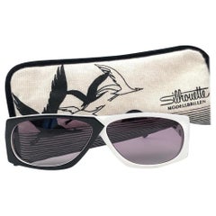 New Retro Silhouette MOD3038 Black & White 1980's Sunglasses