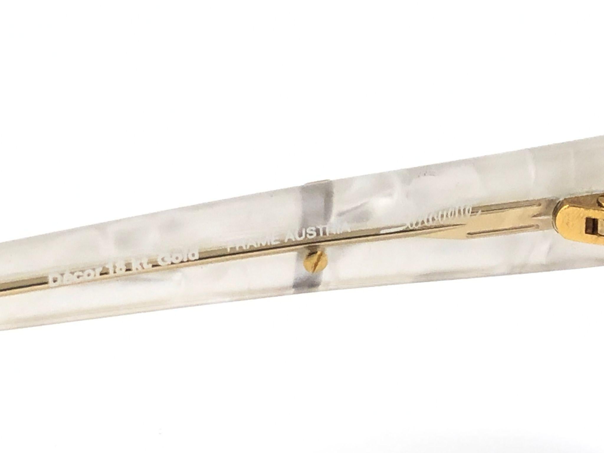 Nouvelles lunettes de soleil vintage en or 18 carats avec silhouette en nacre, Autriche, 1970 en vente 1