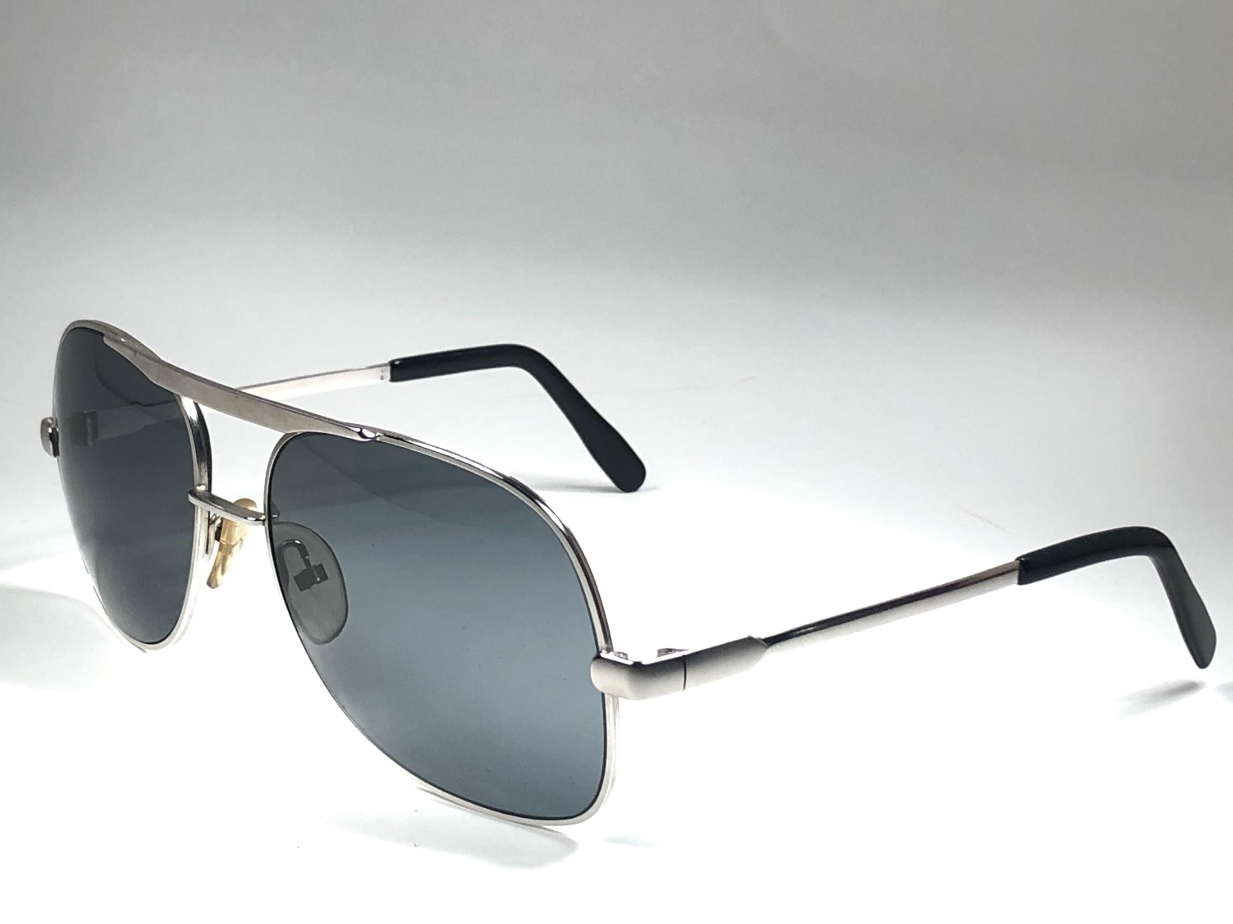 New Vintage Silhouette Silver Oversized Germany 1970 Sunglasses  In New Condition In Baleares, Baleares