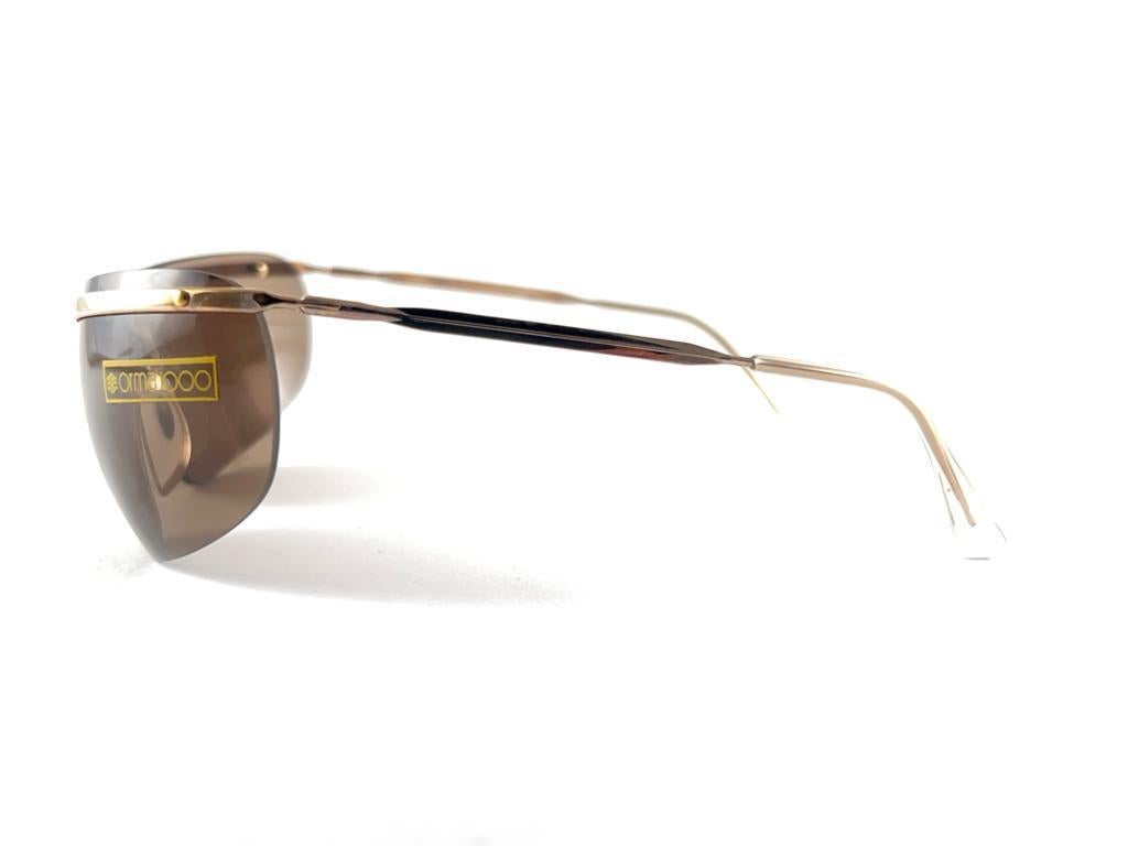 Neue Vintage Sol Amor Gold Brown Gläser randlose Wrap Frame Sonnenbrille 60er Jahre Frankreich im Zustand „Neu“ im Angebot in Baleares, Baleares