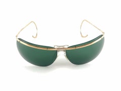 New Vintage Sol Amor Gold Curled Tips Rimless Wrap Frame Sunglasses 60's France