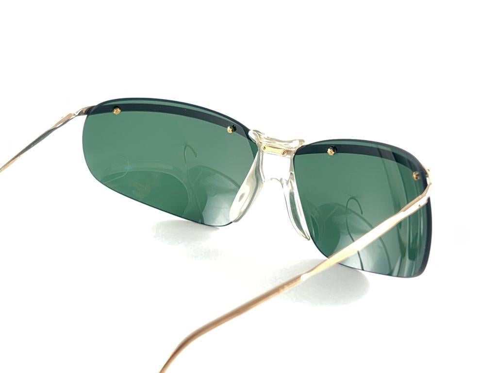 New Vintage Sol Amor Gold Curled Tips Rimless Wrap Frame Sunglasses 60's France For Sale 3