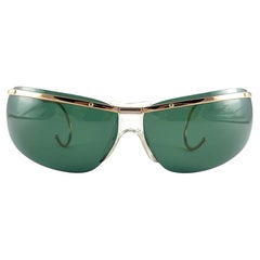 New Vintage Sol Amor Gold Curled Tips Rimless Wrap Frame Sunglasses 60's France