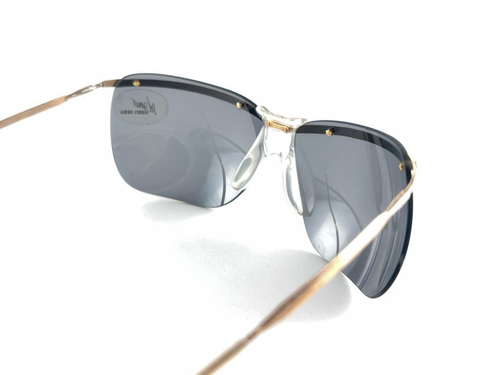 New Vintage Sol Amor Gold Lightweight Rimless Wrap Frame Sunglasses 60'S France 6